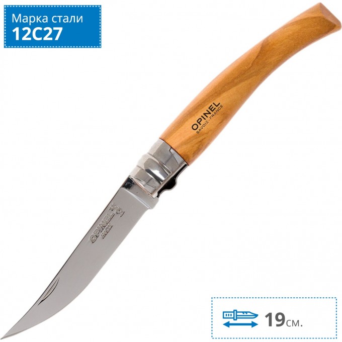 Нож филейный OPINEL №8, нержавеющая сталь, рукоять оливковое дерево 001144 Нож филейный OPINEL №8, нержавеющая сталь, рукоять оливковое дерево 001144