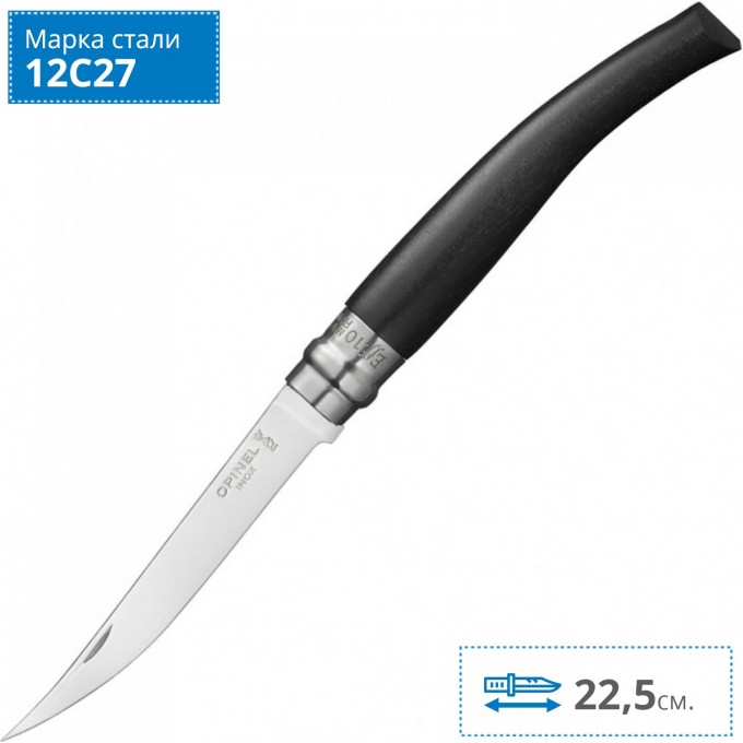 Нож OPINEL SLIM №10, нержавеющая сталь, рукоять из мозамбикского эбенового дерева 002016 Нож OPINEL SLIM №10, нержавеющая сталь, рукоять из мозамбикского эбенового дерева 002016