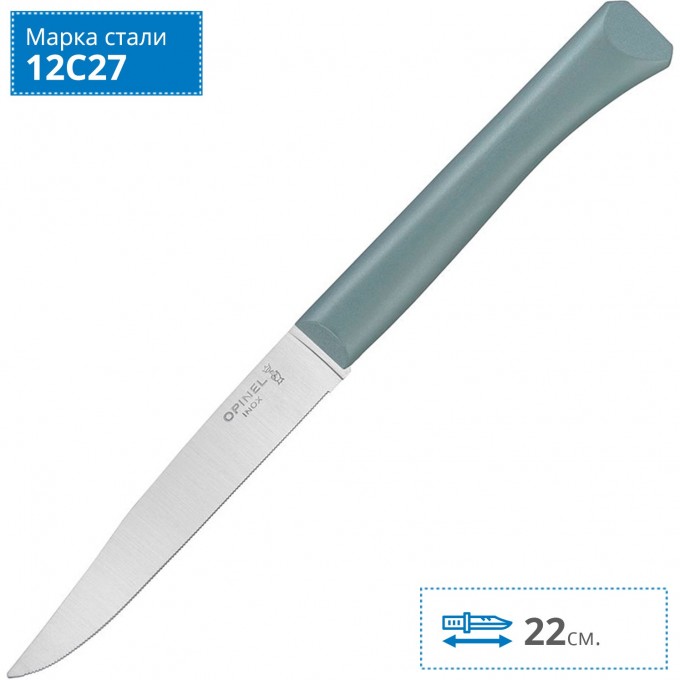 Нож столовый OPINEL N°125, полимерная ручка, нерж, сталь, шалфей. 002195 Нож столовый OPINEL N°125, полимерная ручка, нерж, сталь, шалфей. 002195